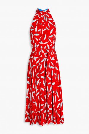 Платье миди из крепдешина с плиссированным принтом Nicola DIANE VON FURSTENBERG, красный Furstenberg
