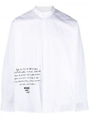 Рубашка с длинными рукавами и надписью MSGM. Цвет: белый