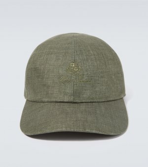 Льняная шляпа с логотипом , зеленый Loro Piana