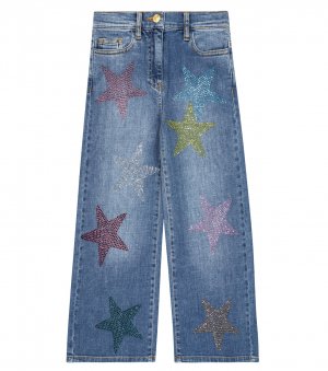 Украшенные широкие джинсы , синий Monnalisa