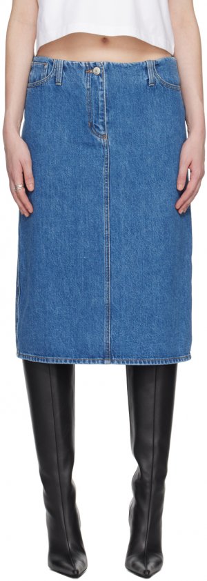 Синяя джинсовая юбка-миди с пятью карманами Magda Butrym
