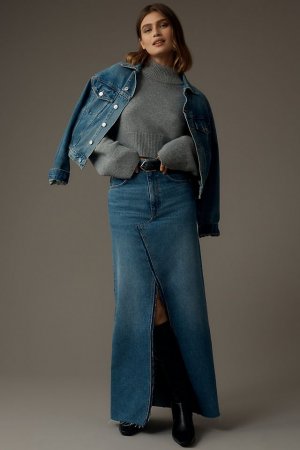Джинсовая юбка-макси переработанная, средне-синий Essentiel Antwerp