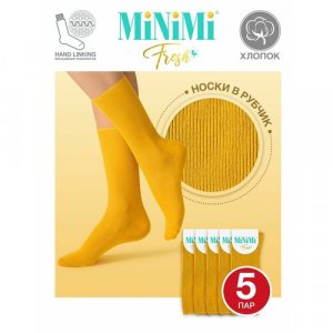 Носки , 5 пар, размер 35-38, желтый, коричневый MiNiMi. Цвет: желтый/коричневый