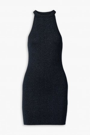Мини-платье металлизированной вязки в рубчик, темно-синий Christopher Kane