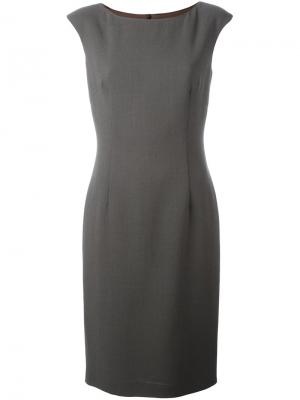 Приталенное платье с вырезом-лодочкой Les Copains. Цвет: серый