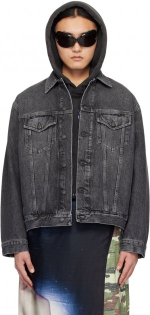 Черная джинсовая куртка с эффектом потертостей Acne Studios