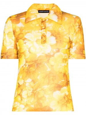 Рубашка поло с цветочным принтом Kwaidan Editions. Цвет: желтый
