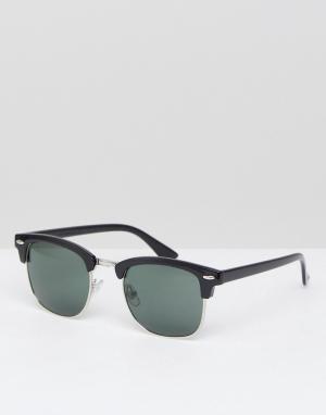 Черные солнцезащитные очки River Island. Цвет: черный