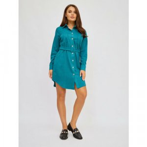 Платье-рубашка , вельвет, повседневное, полуприлегающее, мини, размер 44, голубой Olya Stoforandova. Цвет: голубой