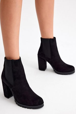 Женские черные замшевые ботинки на толстом каблуке Tonny Black