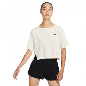 Топ Sportswear Ribbed Jersey Short-Sleeve, белый/черный Nike