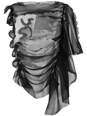 Полупрозрачное платье с оборкой Kotohayokozawa. Цвет: белый