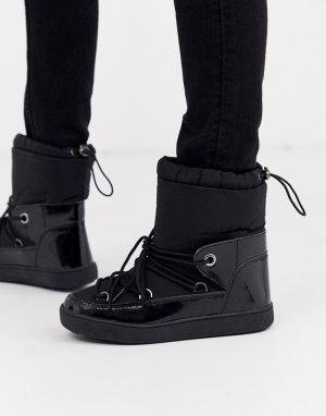 Черные зимние сапоги на шнуровке -Черный Glamorous