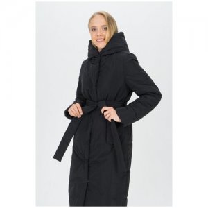 Пальто-халат с поясом 5у-0309-112 Черный 50 Electrastyle. Цвет: черный
