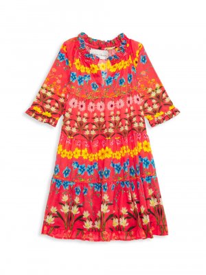 Платье Nora для маленьких девочек и с цветочным принтом , коралловый Cara