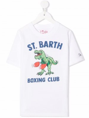 Футболка с принтом Boxing Club Mc2 Saint Barth Kids. Цвет: белый