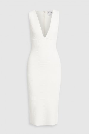 Платье миди в рубчик HERVÉ LÉGER, белый Léger