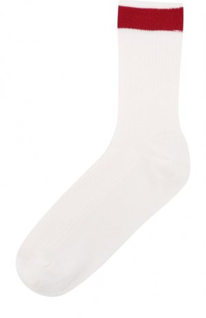 Шелковые носки с контрастной отделкой Valentino. Цвет: красный