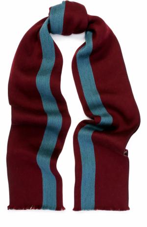 Шерстяной шарф с контрастной отделкой Palm Angels. Цвет: бордовый