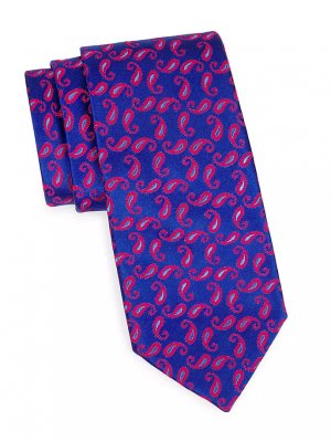 Шелковый галстук с пейсли , синий Charvet