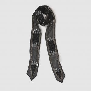 Платок с вышивкой, блестками и пайетками MADEMOISELLE R. Цвет: черный