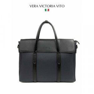 Портфель 35-203-5, фактура зернистая, синий, черный Vera Victoria Vito. Цвет: синий/черный