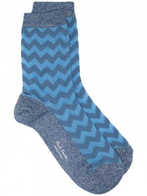 Жаккардовые носки с узором зигзаг Paul Smith. Цвет: синий