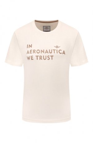 Хлопковая футболка Aeronautica Militare. Цвет: белый