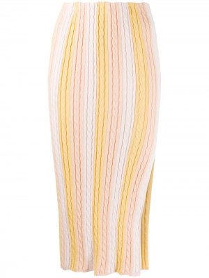 Трикотажная юбка с разрезом спереди Marco De Vincenzo. Цвет: бежевый