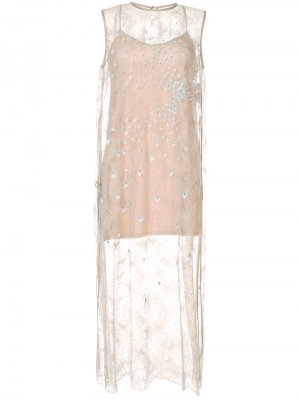 Многослойное кружевное платье Mame. Цвет: коричневый