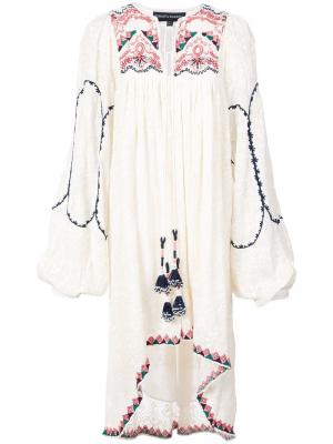 Расклешенное платье-рубашка с вышивкой Hemant And Nandita. Цвет: белый