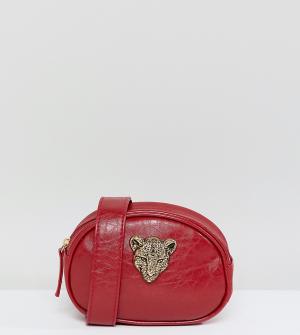 КЛЮЧЕВАЯ МОДЕЛЬ: Красная сумка-кошелек на пояс с тигром Glamorous. Цвет: красный