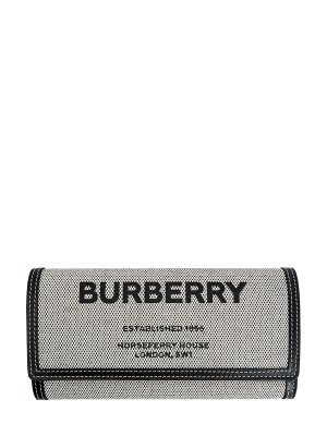 Классический бумажник из парусины с принтом Horseferry BURBERRY. Цвет: черно-белый