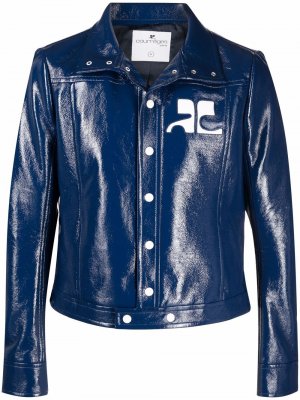 Глянцевая куртка с тисненым логотипом Courrèges. Цвет: синий