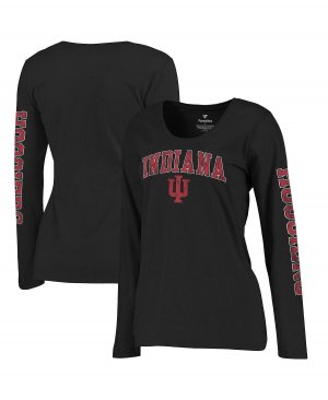 Женские фирменные черные чулки Indiana, футболка с круглым вырезом и длинными рукавами, аркой логотипом , черный Fanatics