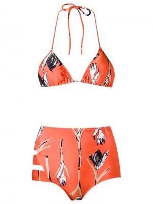 Printed triangle bikini set Giuliana Romanno. Цвет: жёлтый и оранжевый
