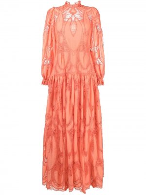 Платье с длинными рукавами и вышивкой Alberta Ferretti. Цвет: розовый