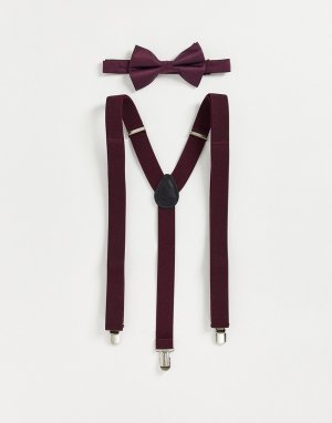 Комплект из галстука-бабочки и подтяжек темно-фиолетовго цвета -Фиолетовый цвет ASOS DESIGN