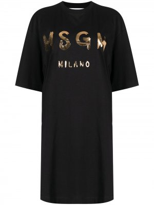 Платье-футболка с логотипом MSGM. Цвет: черный