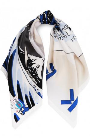 Шелковый платок с принтом Kenzo. Цвет: белый