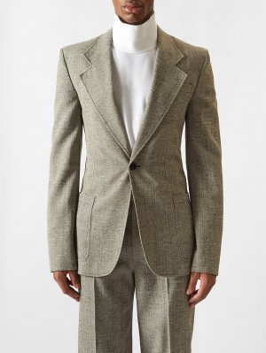 Однобортный твидовый пиджак , коричневый Bottega Veneta