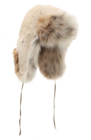 Шапка-ушанка Селин из меха норки и рыси FurLand. Цвет: бежевый