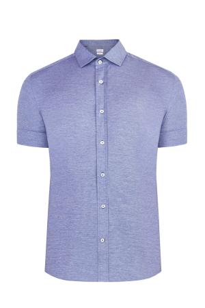 Хлопковая рубашка из ткани пике в стиле casual BRUNELLO CUCINELLI. Цвет: фиолетовый