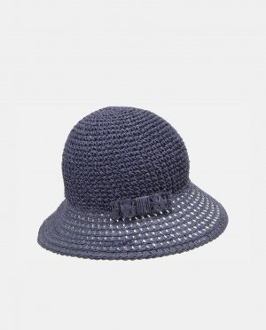 Шляпа-клош из бумаги синего цвета с бантом , синий Seeberger