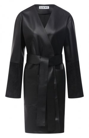 Кожаное пальто Loewe. Цвет: чёрный