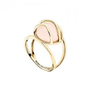 Кольцо , кварц, размер 16.6, розовый, золотой NINA RICCI. Цвет: розовый/золотистый