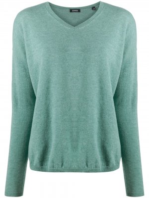 Трикотажный пуловер с V-образным вырезом Aspesi. Цвет: зеленый