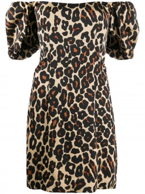 Платье мини с леопардовым принтом De La Vali. Цвет: нейтральные цвета