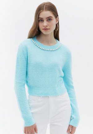 Вязаный свитер MIT PERLEN DETAILS , цвет limpet shell OXXO