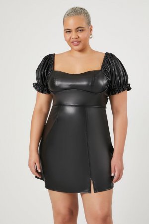 Мини-платье из искусственной кожи больших размеров , черный Forever 21